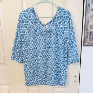Banana Republic Blue Printed 3/4 Sleeve Tunic